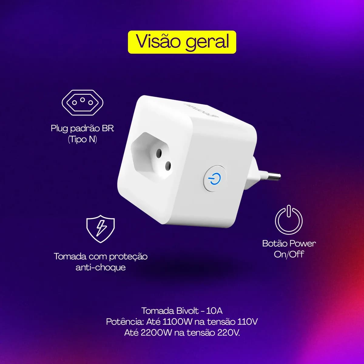 Adaptador De Tomada Wifi Inteligente 10a Hi By Geonav, compatível com Alexa — imagem 6