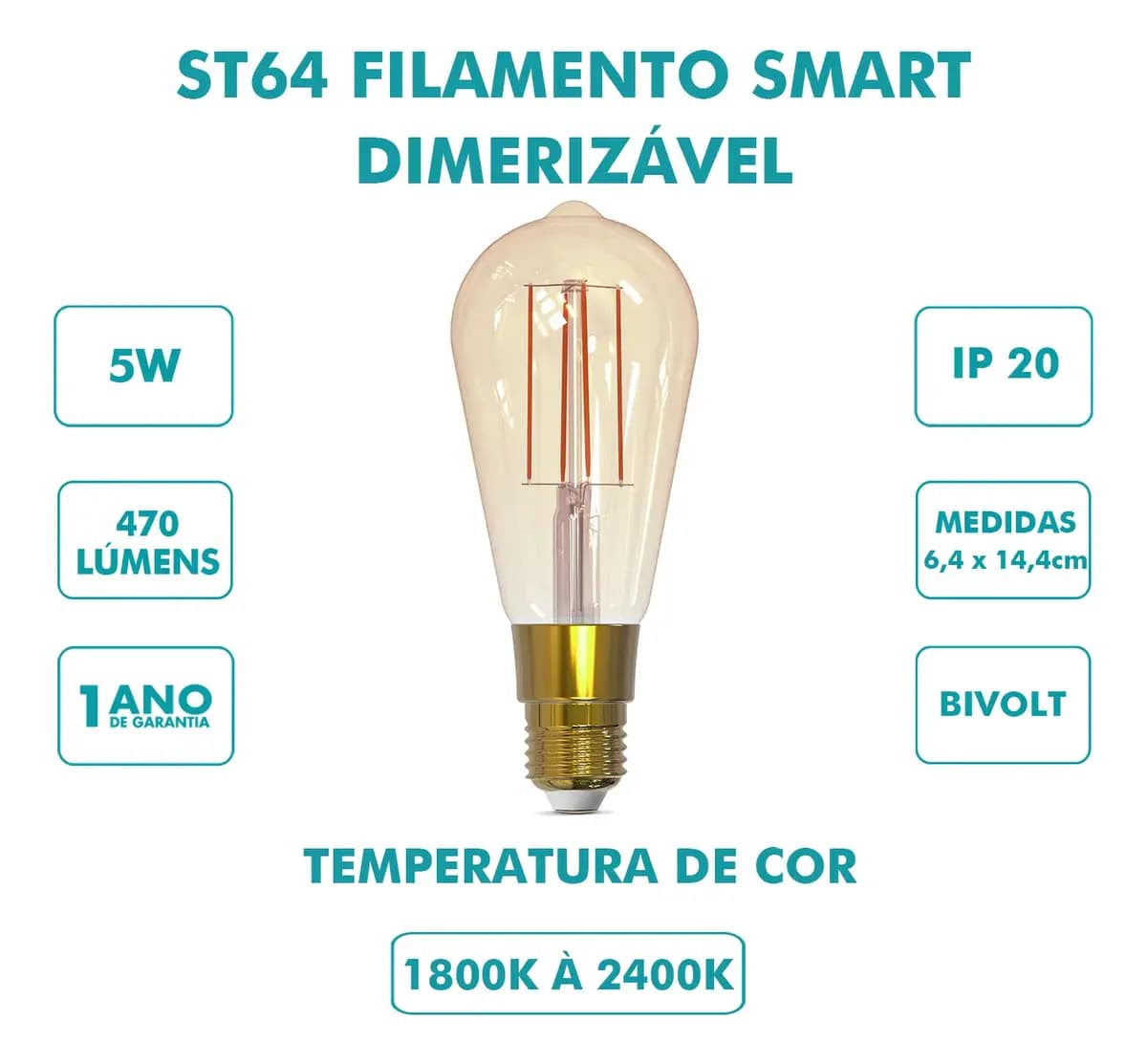 Lâmpada Inteligente De Filamentos Gaya Smart Dimerizável Cor Da Luz Amarela Voltagem — imagem 5