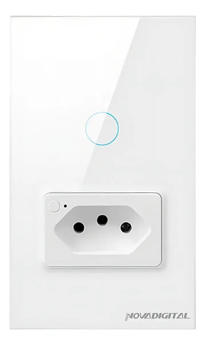 Interruptor Inteligente Wifi Novadigital 1 Tecla Botão Touch Com Tomada 20a Compatível Tuya Smart Life Alexa Google 110v 220v Branco — imagem 4