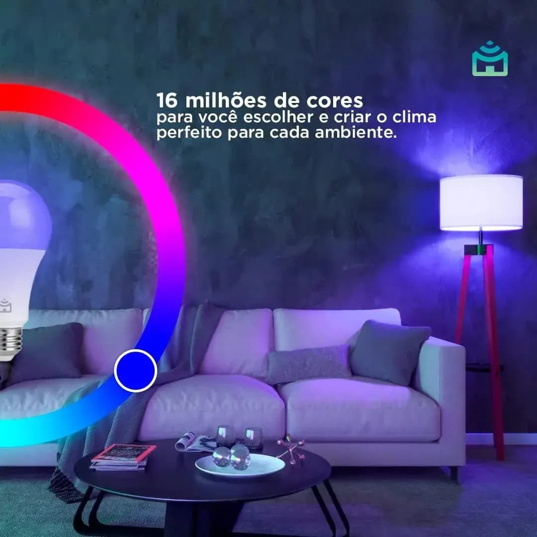 Kit 2 Lâmpadas Smart Wi-Fi Positivo Casa Inteligente 9W Bivolt, Compatível com Alexa e Google Assistente, Controle por App e Voz, RGB — imagem 3