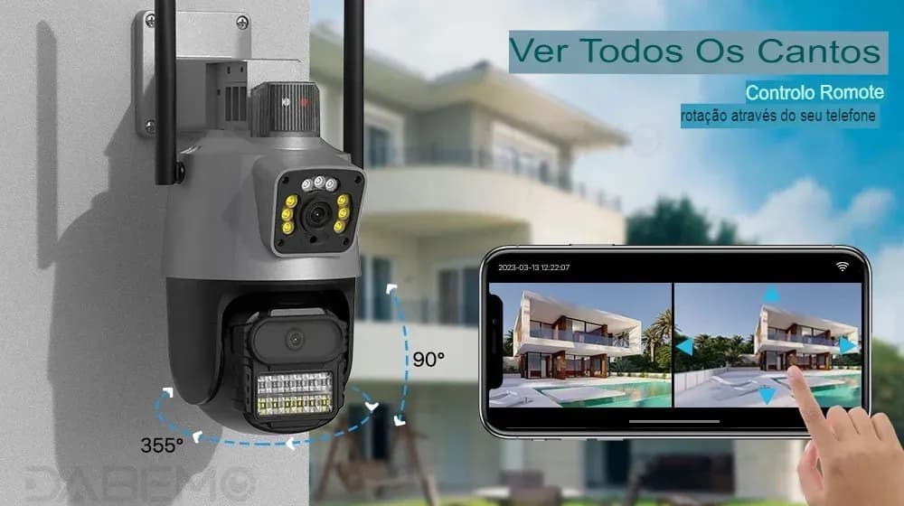 Câmera Segurança Wifi Ip Lente Dupla 2x 3mp Externa 360° A prova Dágua Cor Cinza — imagem 6