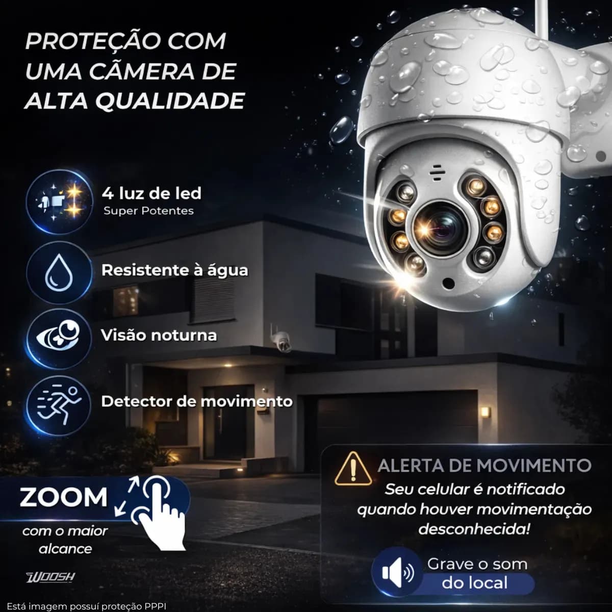 Câmera De Segurança Wifi Yoosee Externa Mini Dome Full Hd Infravermelho Prova D'água Woosh — imagem 6