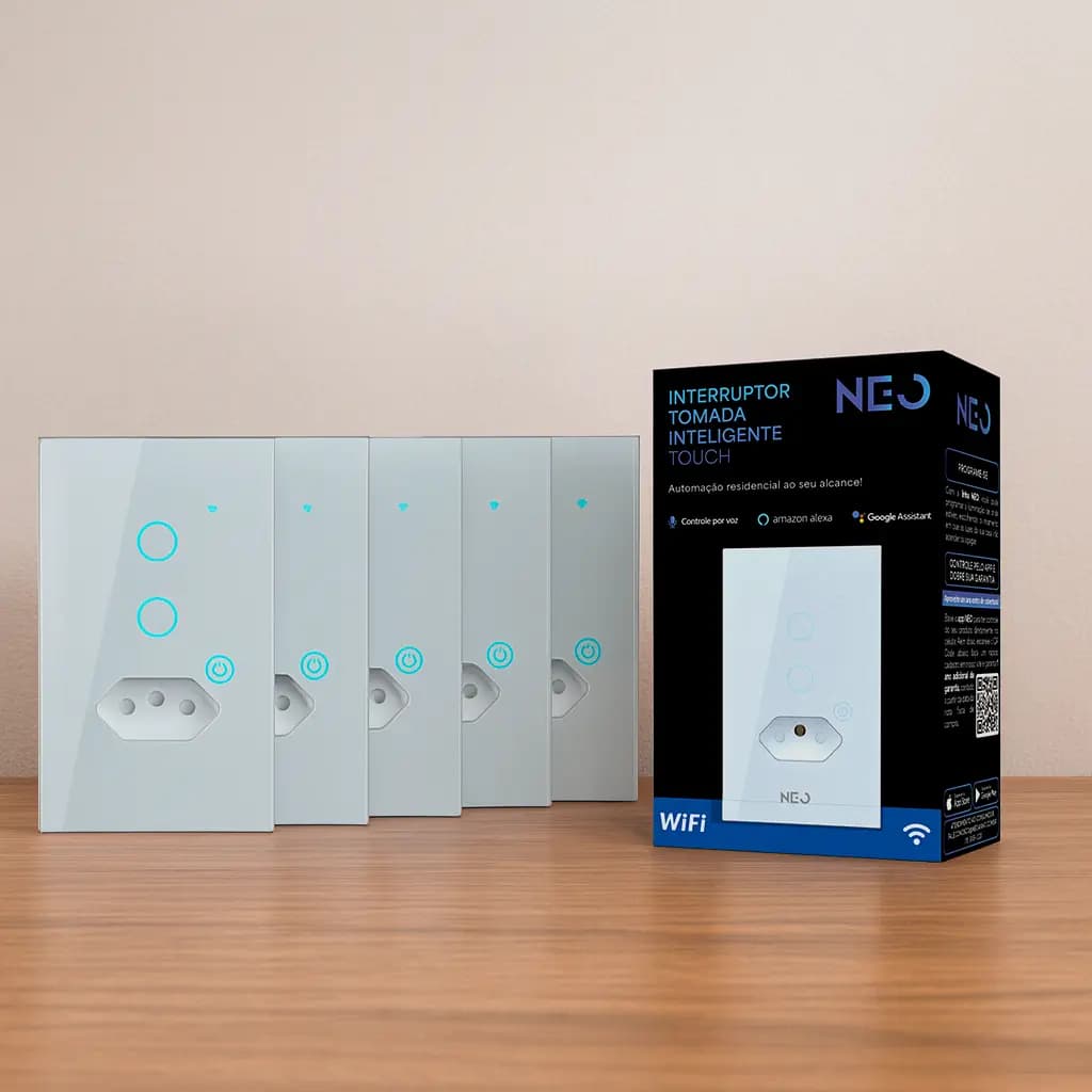 Interruptor Inteligente Smart Wifi Alexa Google 2 Botões Tomada 4x2 Bivolt Preto Neo — imagem 3