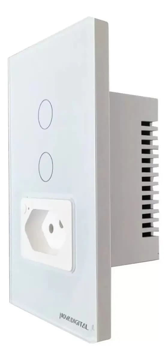 Interruptor Wifi Inteligente 2 Botões Touch C/tomada Alexa Cor Branco — imagem 2