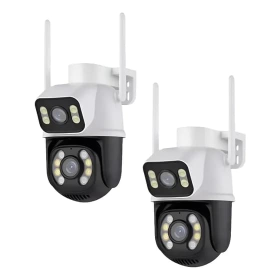 Kit 2 Câmera Wifi Externa A28 App Icsee Dupla Visão 3mp Prova Dágua Cor Branco