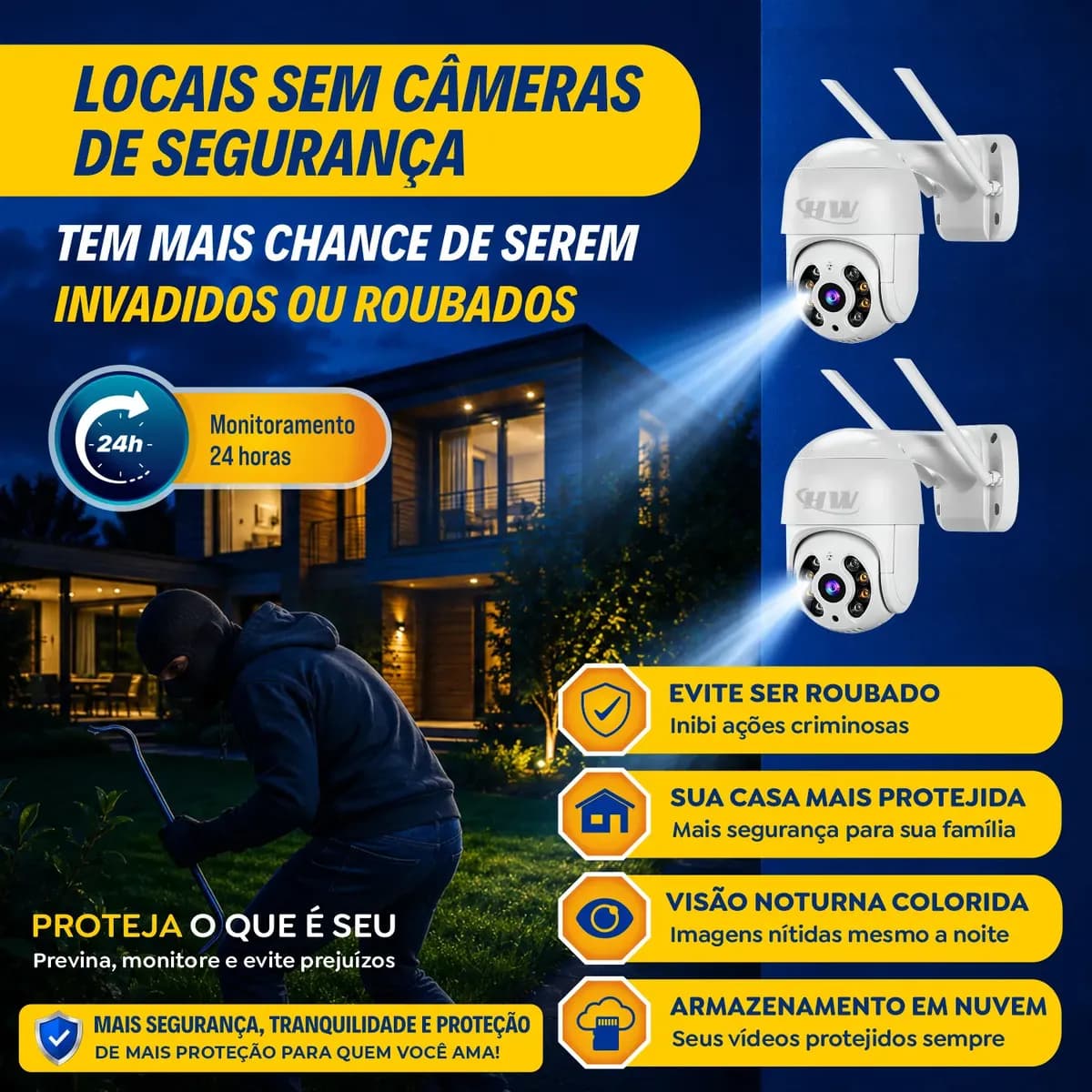Kit 2 Câmera Segurança Ip Interna Externa Wifi iCSee Infravermelho Prova D’Água - HW — imagem 2