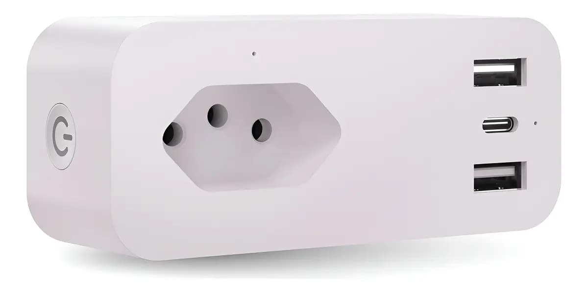 Tomada Inteligente Wifi 10A Velds, c/ 3 Portas USB, Controle por App e Medidor de Consumo, Bivolt
