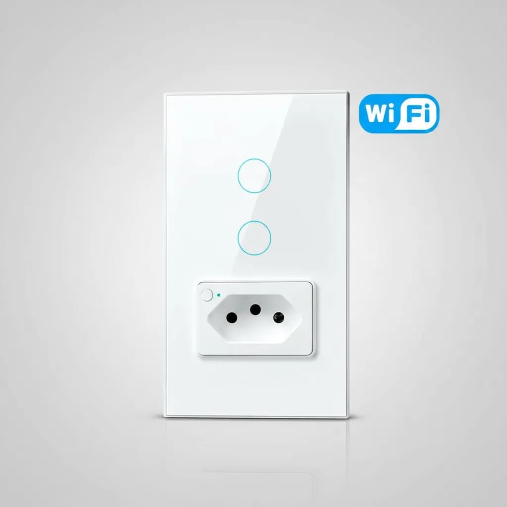 Interruptor Inteligente Wifi 2 Teclas + Tomada Alexa Google