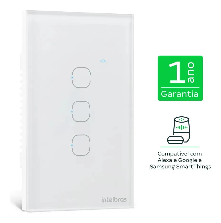Interruptor Touch Inteligente 3 Teclas Eiw 1003 Intelbras Branco — imagem 2