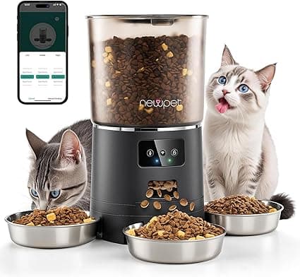 Comedouro Automatico para 3 Gatos, 6L Alimentador Autom&aacute;tico Gatos WiFi Controle Program&aacute;vel de 1 a 20 Refei&ccedil;&otilde;es, Fonte de Alimenta&ccedil;&atilde;o Dupla, Chamada de Refei&ccedil;&atilde;o de 10s Preto | Amazon.com.br — imagem 6